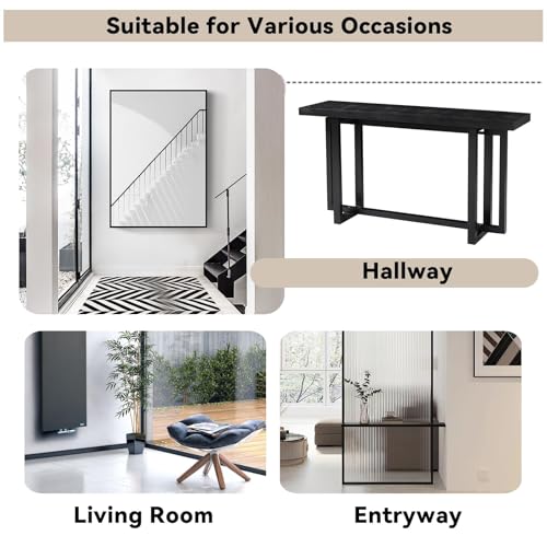 59.05-Inch Long Behind Couch Sofa Table for Living Room, Farmhouse Console Table with Storage, Narrow Accent Entryway Tables for Hallway Entrance Foyer (Black)