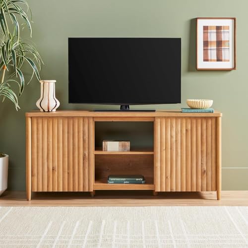 Scandinavian Reeded TV Stand with Storage for up to 70" TV English Oak