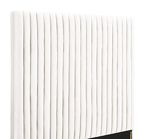 Tov Furniture Arabelle Upholstered Velvet Bed (White, Queen (U.S. Standard))