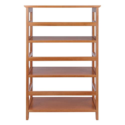 Studio 3-Tier Bookshelf, 42" in Honey Pine, Classic Display Bookcase, Functional & Stylish Shelving Unit for Convenient Home Storage in Living Room, Bedroom, Office, Dorm