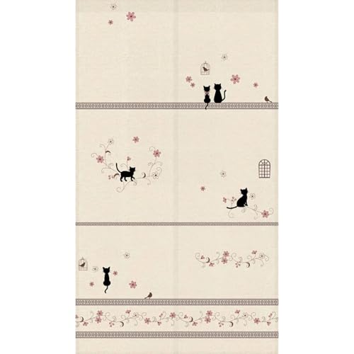 Noren Doorway Curtain Cute Cat Pattern Long Size 67in Japanese Door Curtains Privacy Divider Partition for Bathroom Kitchen Bedroom Door Curtain Home Decor(Black Cat, 33.5" W x 67" L) NR1866