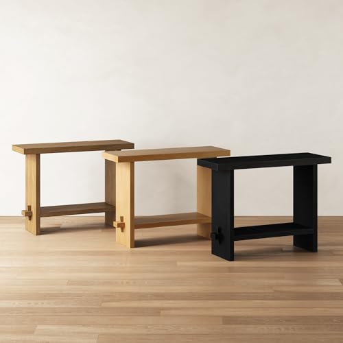 Nathan James Virgo Wood Accent Storage Console Sofa Table, for Entryway, Hallway or Living Room, Reclaimed Black Oak
