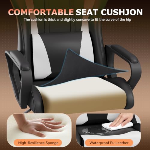 Ergonomic Gaming Chair for Adults, Video Game Chair, White, view 7