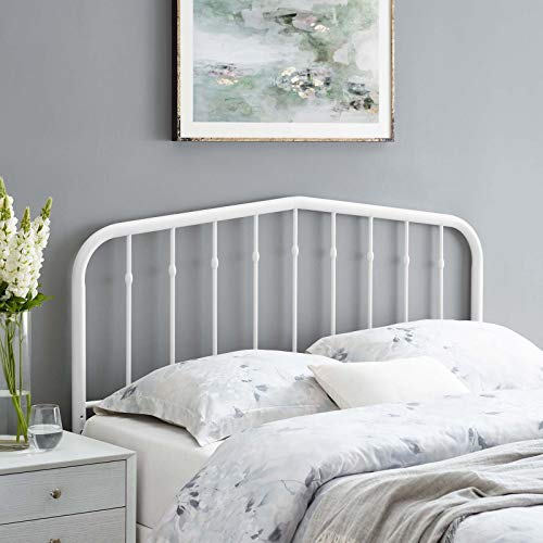 Lennon Modern Farmhouse Metal Full Headboard in White, view 2