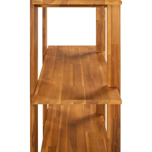 4 Shelf Narrow Teak Bookcase H-70 L-33 Acacia Wood Open Bookshelf, view 8
