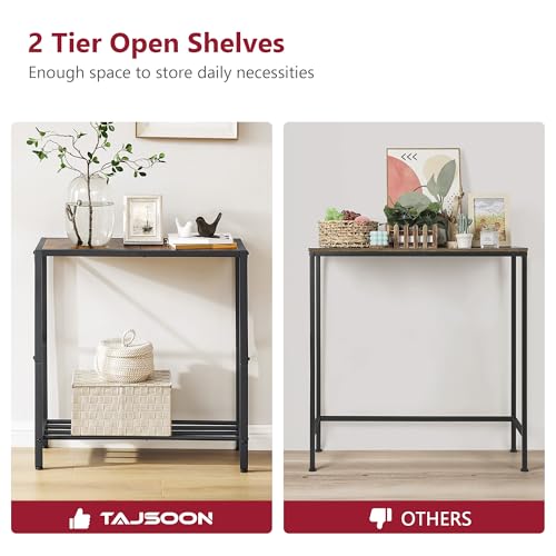 Console Table 28.3''L, 2 Tier Narrow Entryway Table with Open Shelves, Small Sofa Table for Living Room, Entrace, Hallway, Foyer, Corridor, Office, Rustic Brown