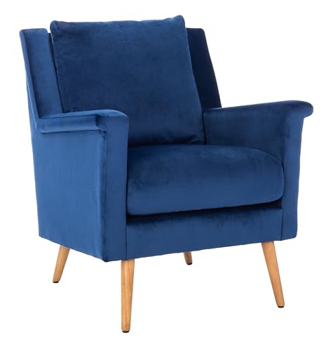 Safavieh Home Astrid Navy and Natural Oak Mid-Century Arm Chair