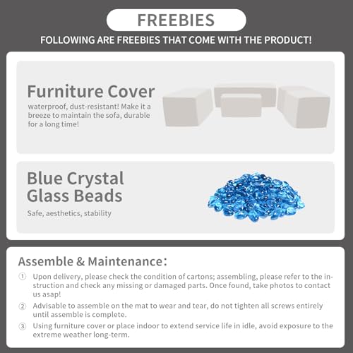 5-Piece Outdoor Patio Furniture 45 in Outdoor Fire Pits Patio Furniture Set 60000 BTU Outdoor Propane Fire Pit No-Slip Cushions Waterproof Covers, Khaki