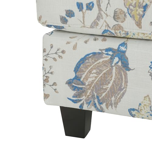 Spield Indoor Ottoman Footrest, Wooden Ottoman Foot Stool, Modern Coffee Table, Floral Print