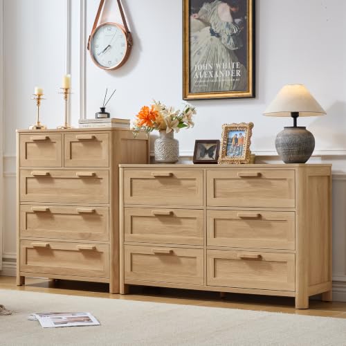 Farmhouse 6 Drawer Dresser for Bedroom, Natural, view 8