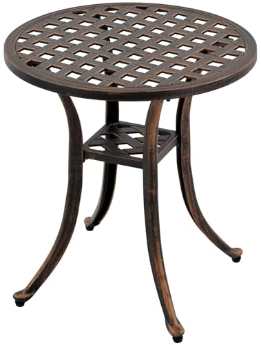 Bronze cast aluminum round outdoor side table, view 2