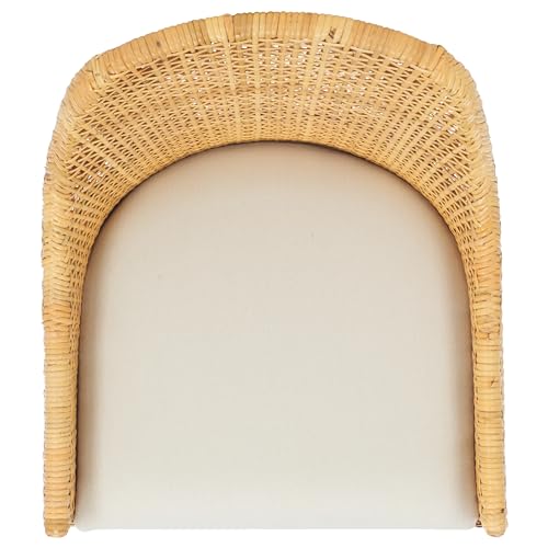 SAFAVIEH Home Collection Altha Tropical White/Natural/Brown Rattan Dining Chair with Cushion (Fully Assembled)