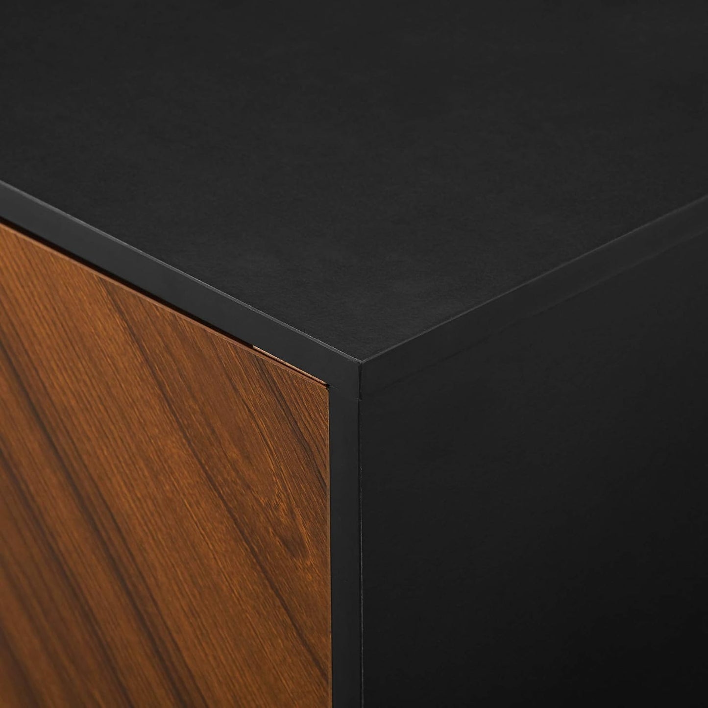 Caye Modern 4-Door Bookmatch Buffet-Sideboard for Storage, 58 Inch, Acorn Bookmatch/Black