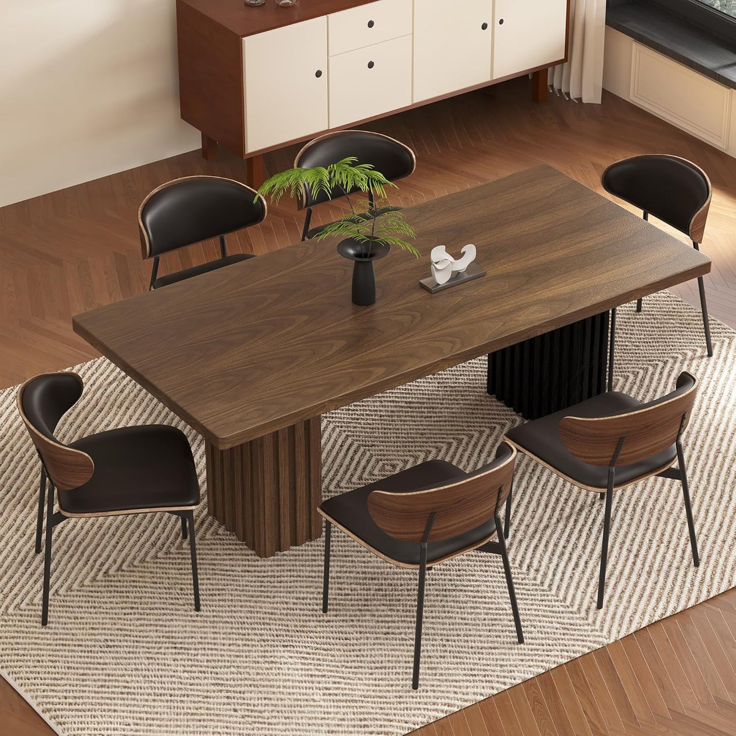 Mid-Century Modern 70.8" Dining Table, Versatile for Kitchen, Home Office, Living Room, Breakfast Nook, Outdoor Patio & Gaming, Ideal Dining Room & Work Desk, Walnut