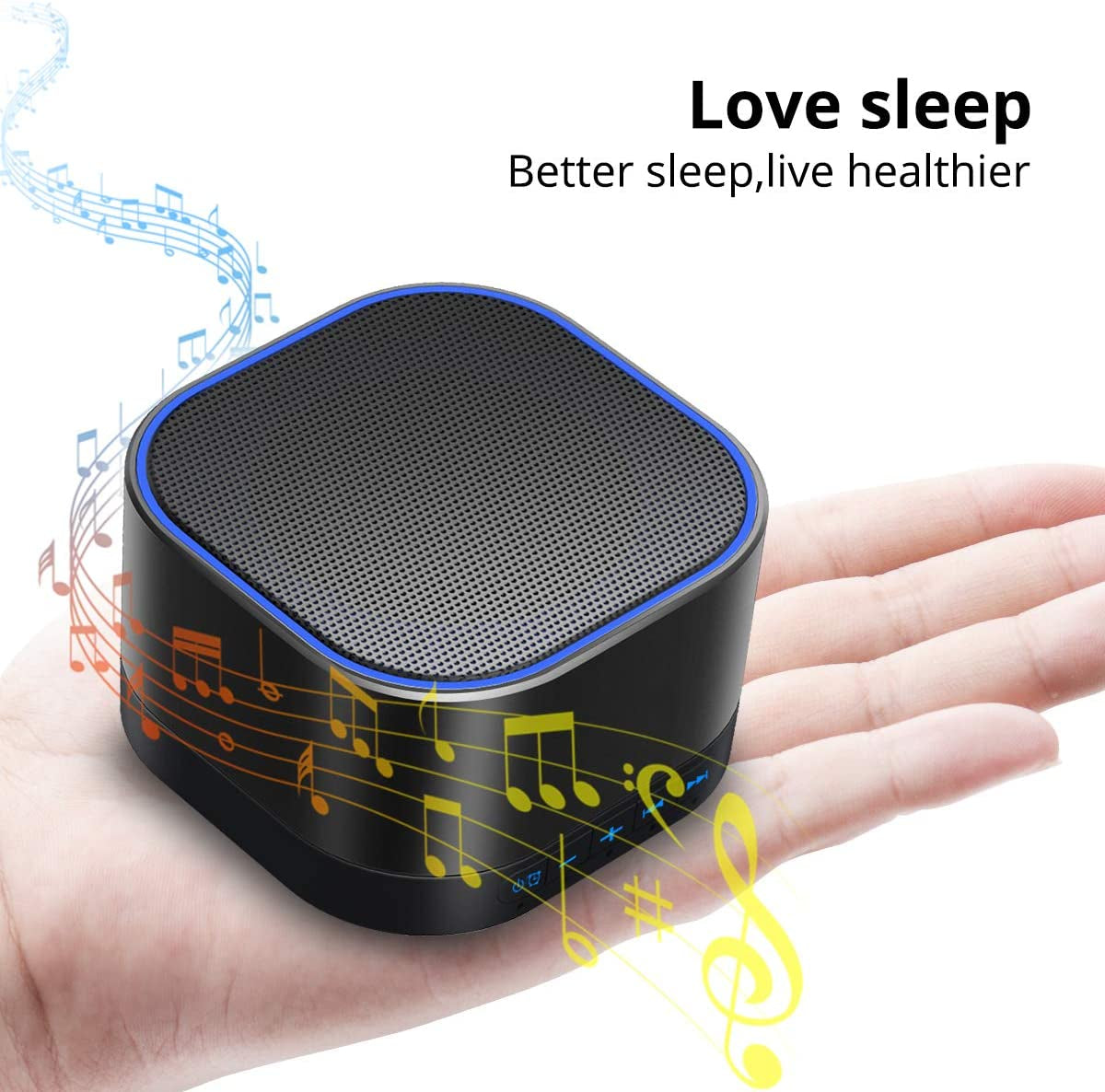 White Noise Machine with 20 Non Looping Natural Soothing Sounds Memory Function 32 Levels of Volume Powered by AC or USB and Sleep Sound Timer Therapy for Baby Kids Adults Black