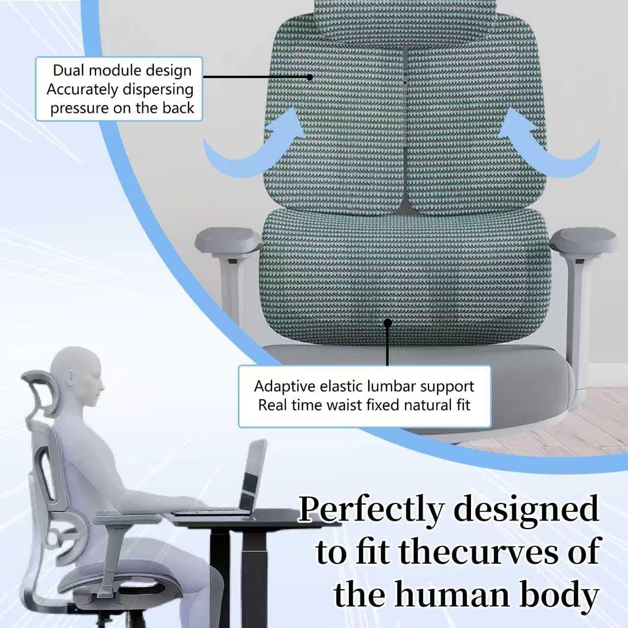 Ergonomic Office Chair 500 LBS Home Mesh Office Chair Comfortable Gaming Desk Chairs Adjustable 90-125° Tilt Rolling Computer Chairs with Wheel 3D Armrest