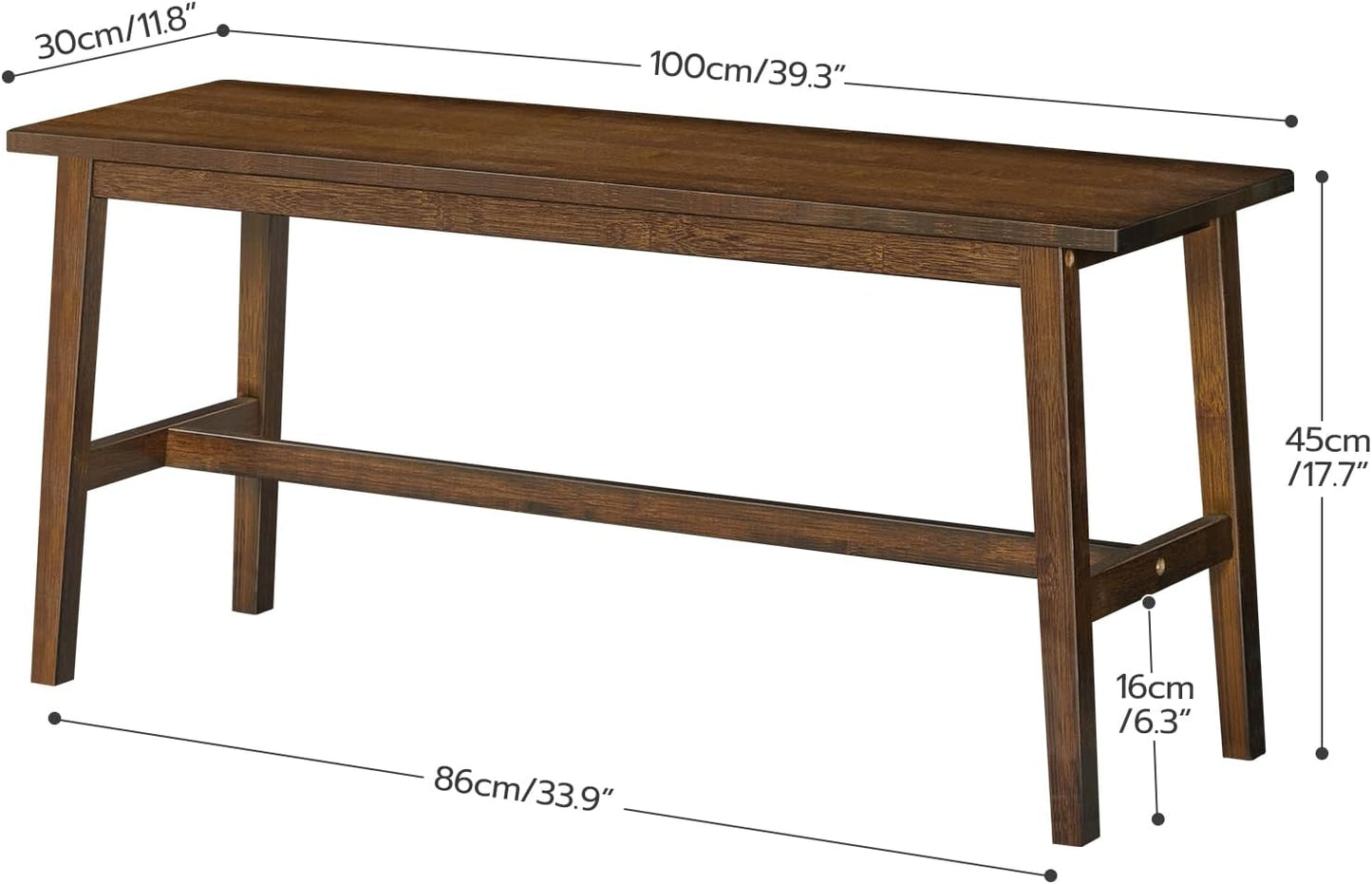 39.3'' Bamboo Dining Bench, Farmhouse Kitchen Table Bench, Kitchen & Living Room Furniture, Easy to Assemble, Sturdy and Stable, Mocha MA03CD01G2