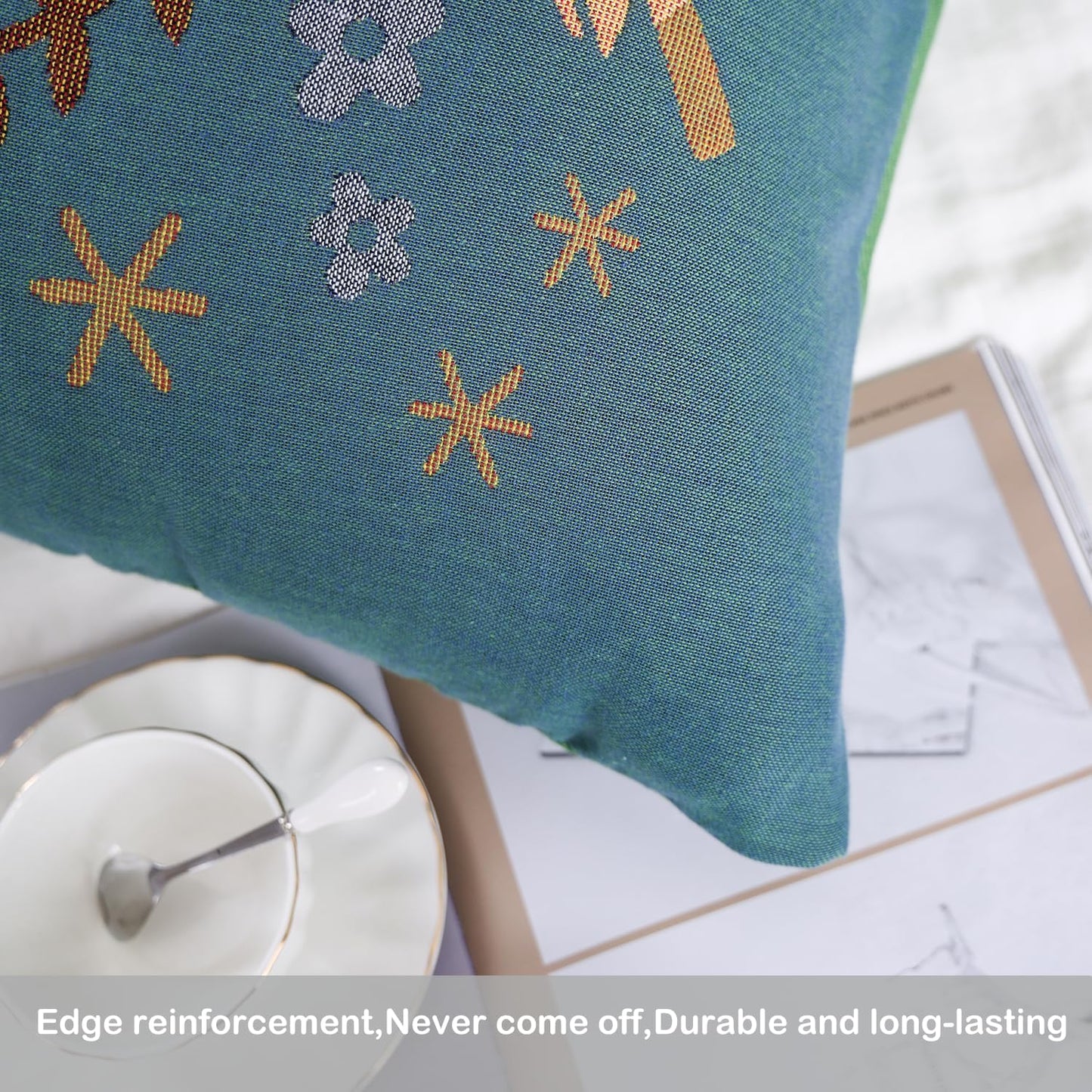 100% Organic Washed Cotton King Boho Pillowcases for Skin-Friendly Set of 2-1000 Thread Thick Count, Bird Pattern Pillow Shams Cover, Soft Breathable Pillow Cases,20X36 Inches-Teal