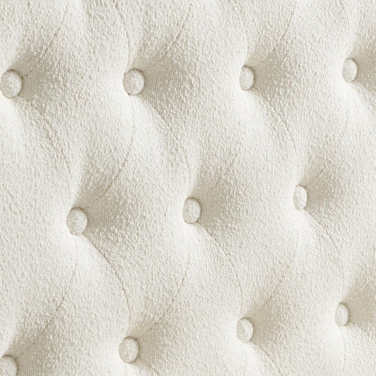 Ivory boucle upholstered button tufted king headboard, view 9