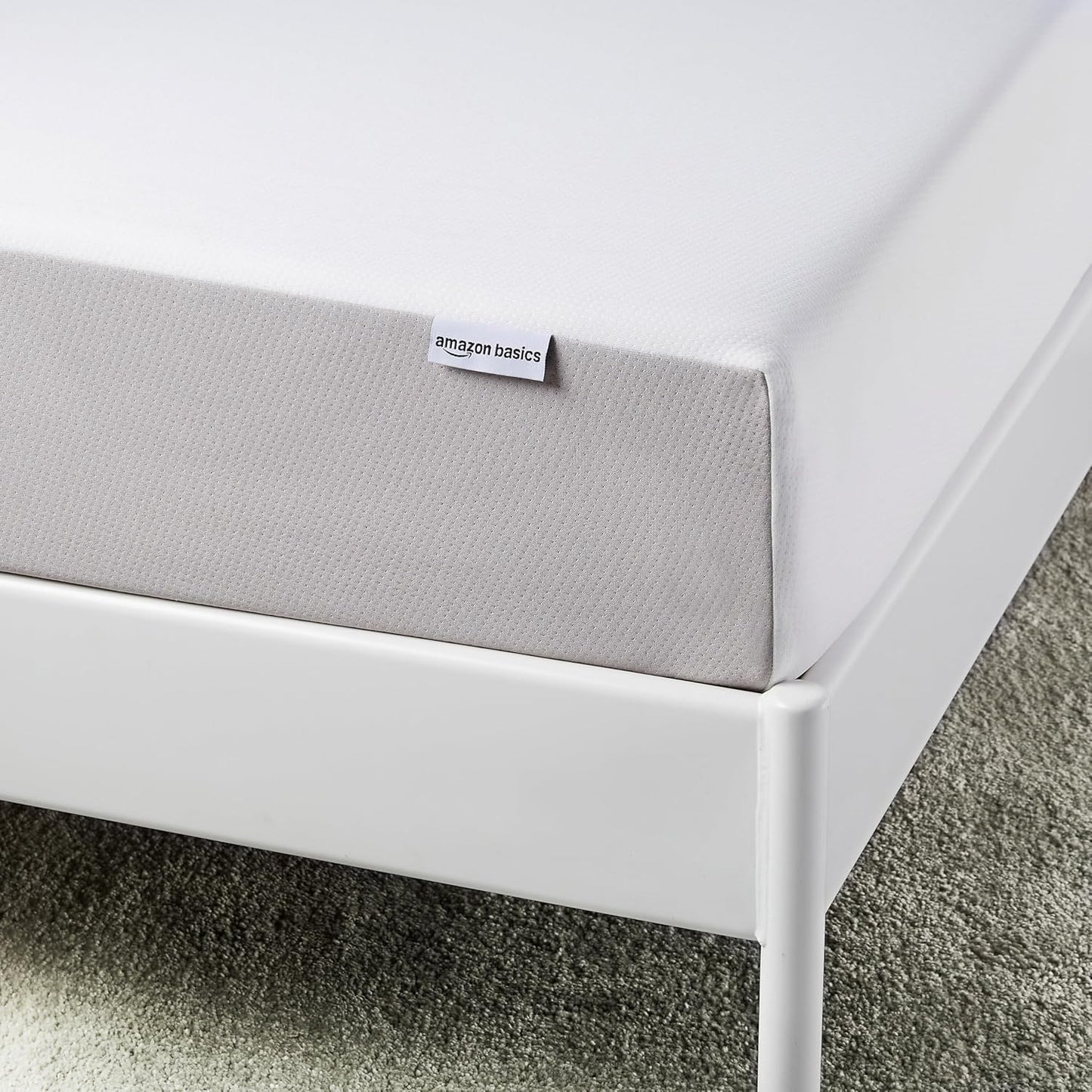 Memory Foam Mattress, Soft Plush Feel, Breathable, Contours to Body, 8 Inch, Twin, White/Grey
