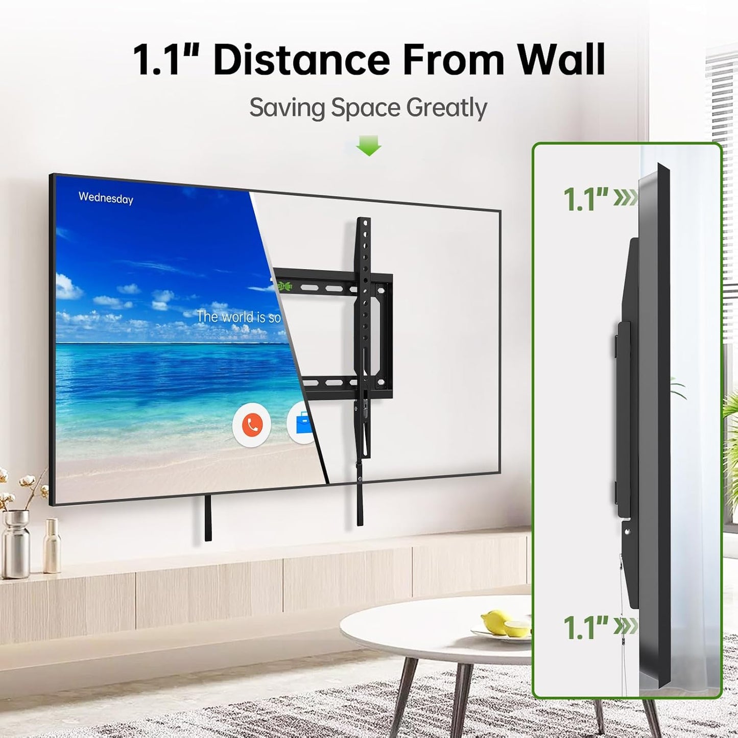 Fixed TV Wall Mount with Low Profile for Most 26-60 Inch LED, LCD and Flat Screen Tvs, Wall Mount Bracket with VESA up to 400X400Mm and Weight Capacity 99Lbs,And Space Saving TV Bracket