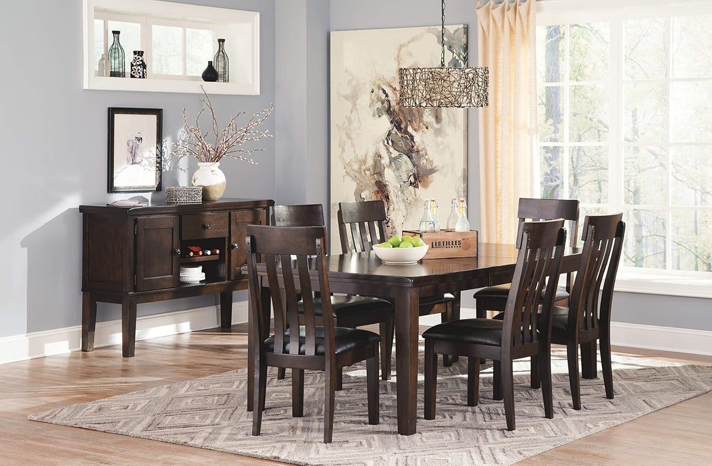 Haddigan Traditional Rectangular Dining Extension Table, Seats up to 8, Dark Brown