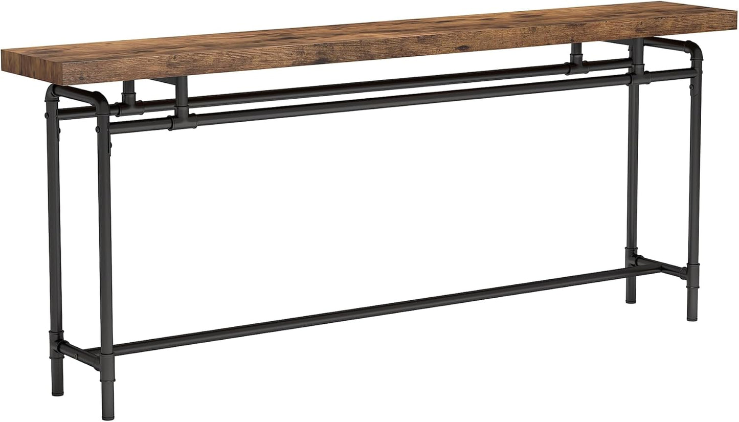 Console Table, 70.9 Inches Extra Long Sofa Table for Living Room, Industrial Narrow Console Sofa Tables behind Couch, Entryway Hallway Foyer Table for Entrance, Bedroom, Rustic Brown
