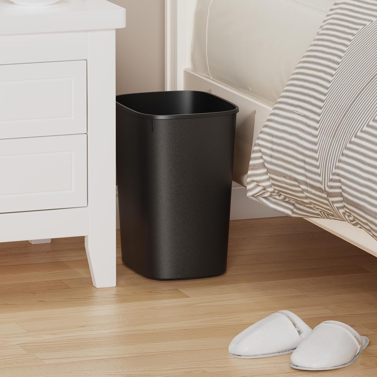 Small Bathroom Trash Can, 2.6 Gallon Slim Mini Garbage Can Small Trash Bin Plastic Waste Basket for Dorm Room, Bedroom, Office, Toilet (Black)