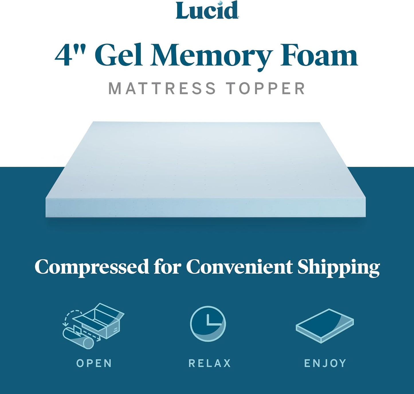 4 Inch Gel Memory Foam Mattress Topper-Ventilated Design-Ultra Plush-Queen