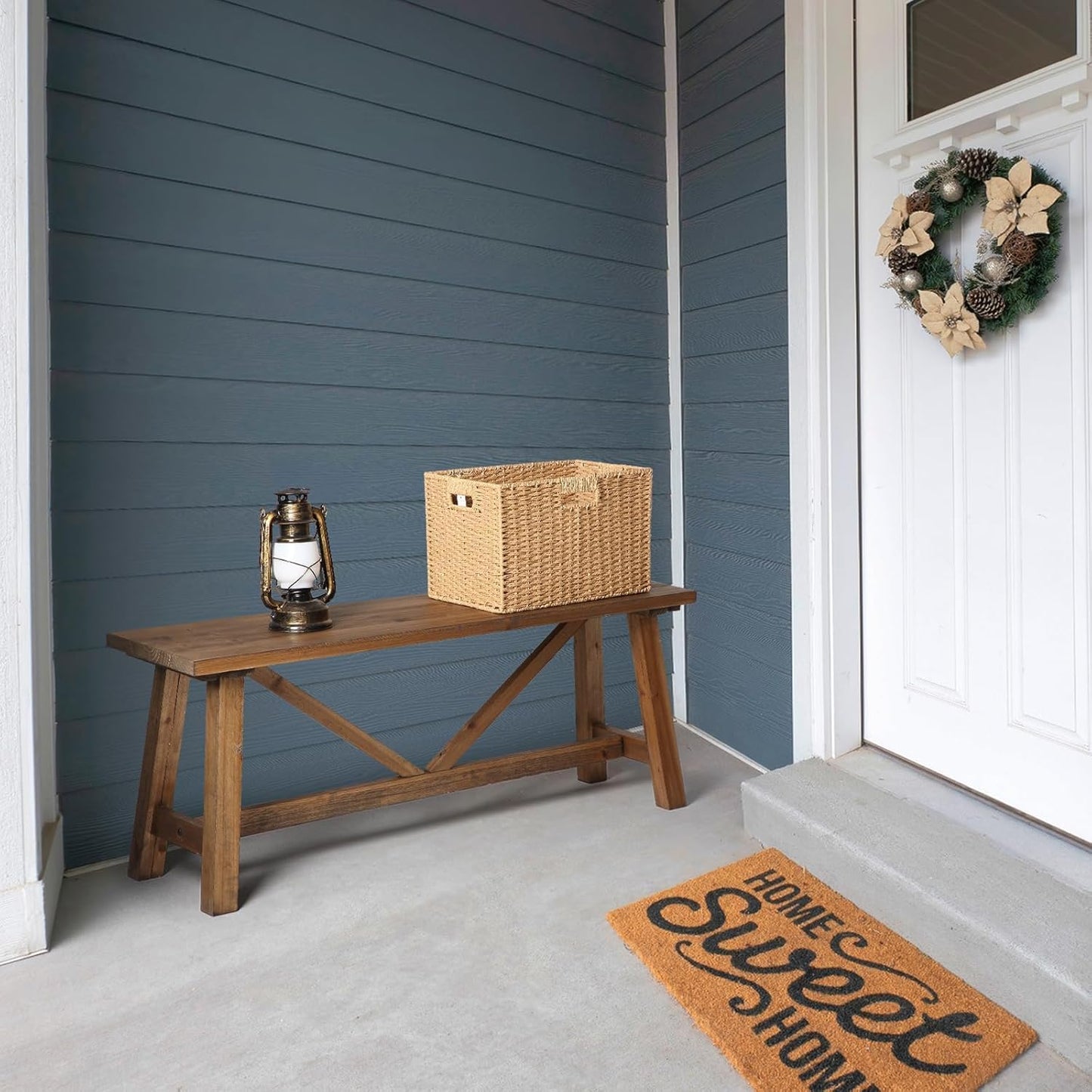 43" Farmhouse Wood Bench, Narrow Bench, Long Bench Seat for Entryway, Living Room, Dining Room, Solid Wood, Natural