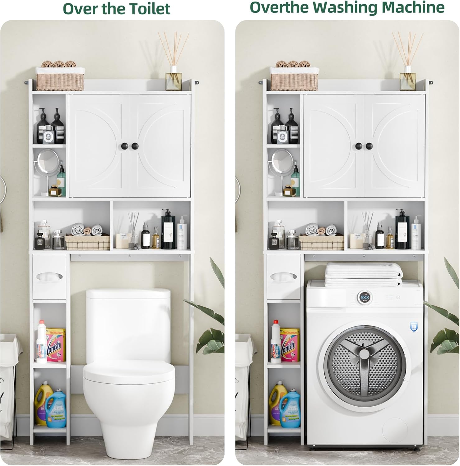 Over the Toilet Storage Cabinet, Farmhouse Storage Cabinet above Toilet Bathroom Organizer, White