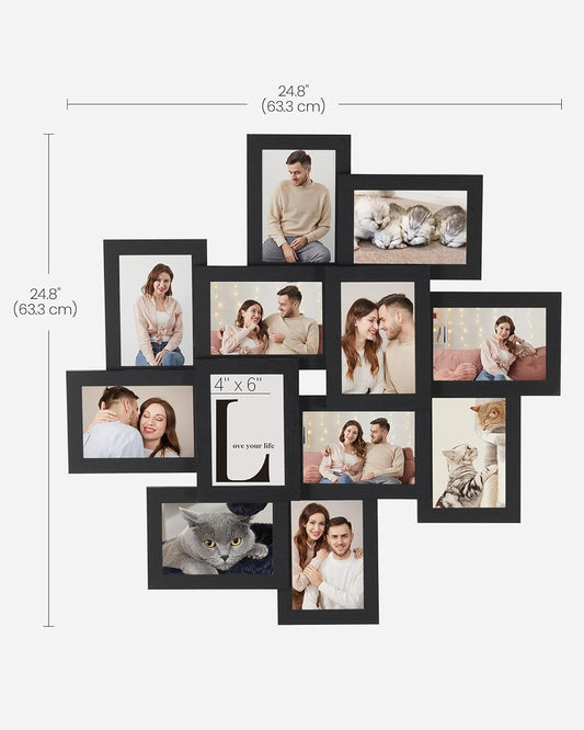 4X6 Collage Picture Frames, 12-Pack Photo Collage Frame for Wall Decor, Glass Front, Assembly Required, Ink Black URPF22BK