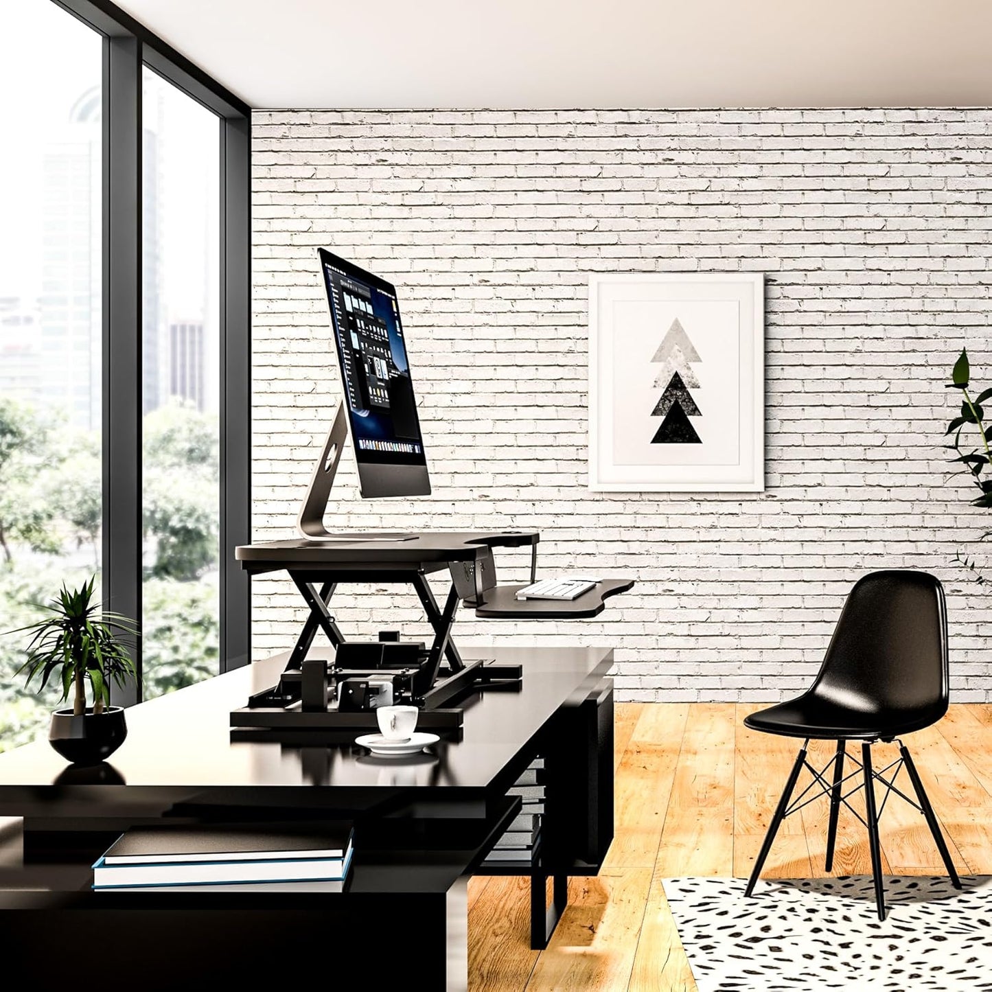 VRSADESK Powerpro™ Electric Standing Desk Converter - Height Adjustable Desk Riser with Keyboard Tray - Holds 80 Lbs - Built-In USB Charging Port - Ergonomic Sit Stand Workstation | White (36 Inch)