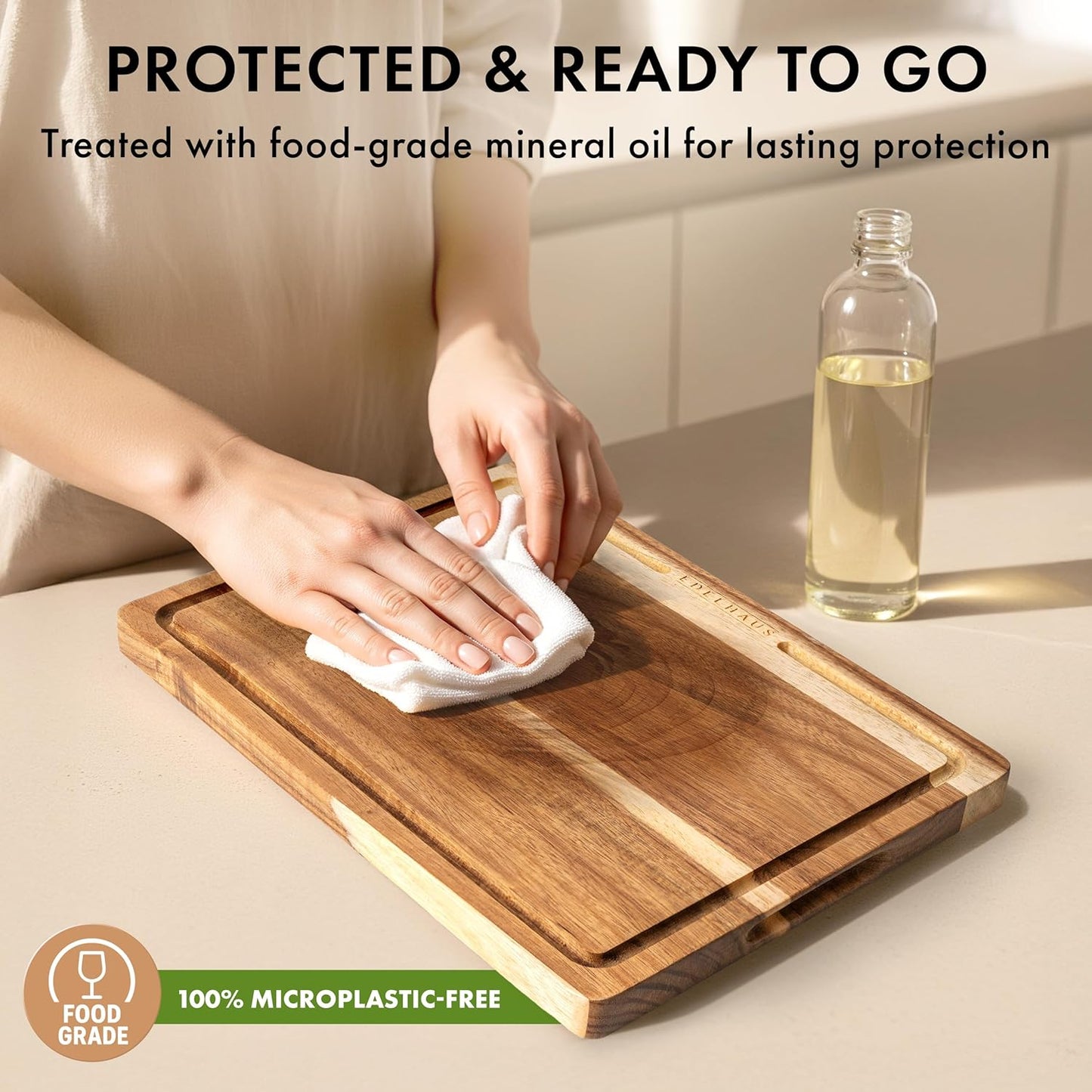 Acacia Wood Cutting Board for Kitchen, Non-Toxic Cutting Board Set of 3, Chopping Boards with Deep Juice Groove for Meat, Cheese & Vegetables - Durable & Double Sided with Serving Compartments
