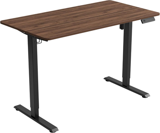 One-Piece Standing Desk Adjustable Height Stand up Home Office Desk, 40X24 Inch Electric Standing Computer Desk, with 4 Memory Presets, Headphone Hook, Light Rustic