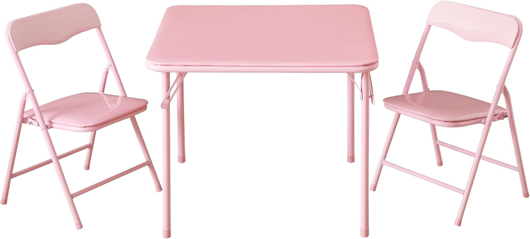 Heritage Kids Pink Kids Activity Table and Chair Set,3-Piece Furniture Set with 1 Square Table & 2 Folding Chairs, Playroom Table Set for Ages 3+
