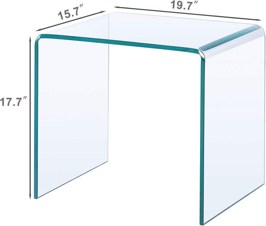 Glass End Side Table for Living Room Nightstand Bedside Table Small Coffee Table(19.7" X15.7X17.7) (20X16X18)