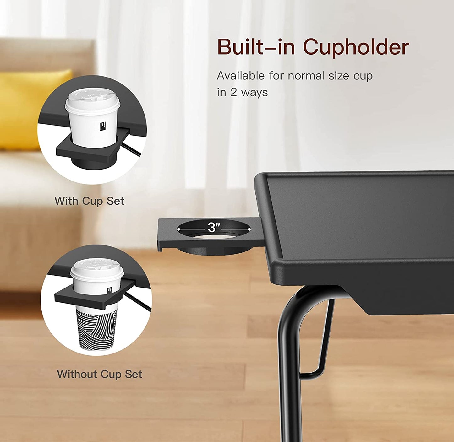 Adjustable TV Tray Set of 2 - TV Dinner Tray on Bed & Sofa, Comfortable TV Tray Table with 6 Height & 3 Tilt Angle Adjustments (2 Pack)