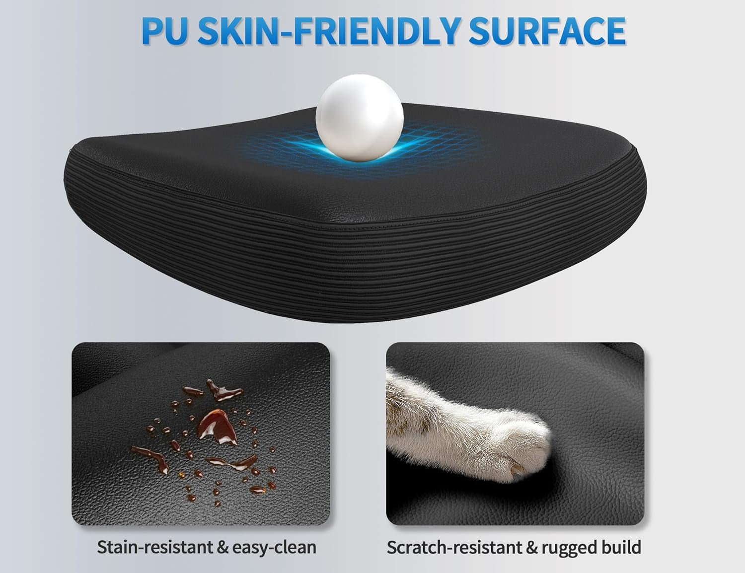 Ergonomic Office Chair - Desk Chair with Wave High Back Adjustable Lumbar Support Computer Chair - Gaming Chairs Mesh Backrest and PU Leather Seat for Home Reading Chairs to Adults(Black)