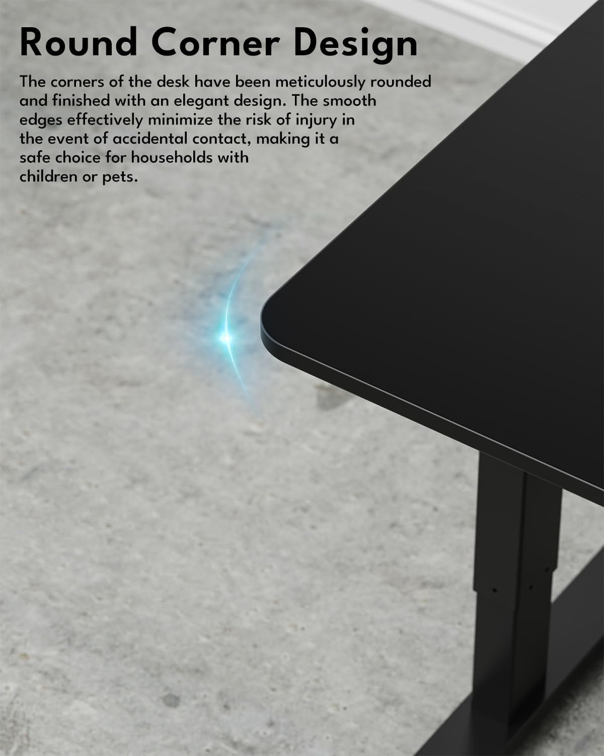 Black electric height adjustable standing desk, view 7