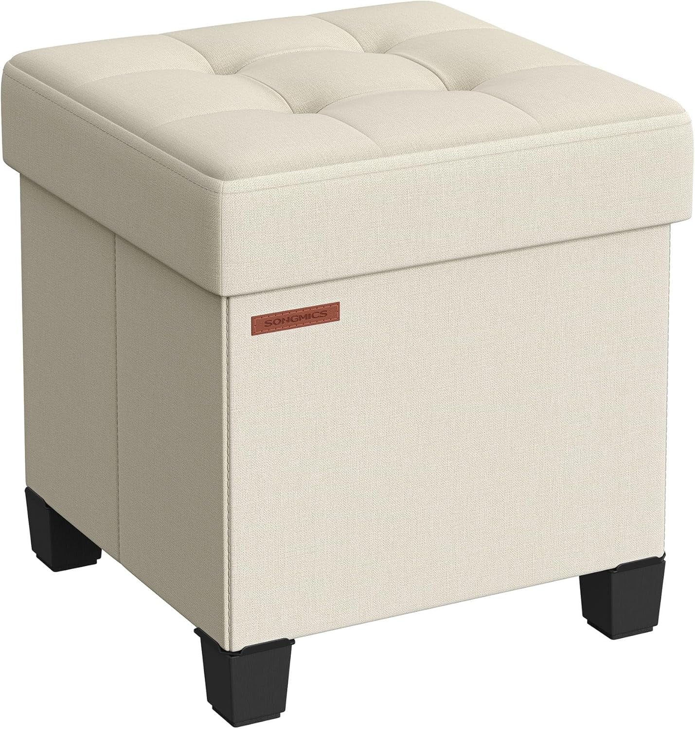 15 Inches Cube Storage Ottoman, Bedroom Bench with Storage, Foot Stool with Feet, Holds up to 660 Lb, Dark Gray ULSF14GYZ