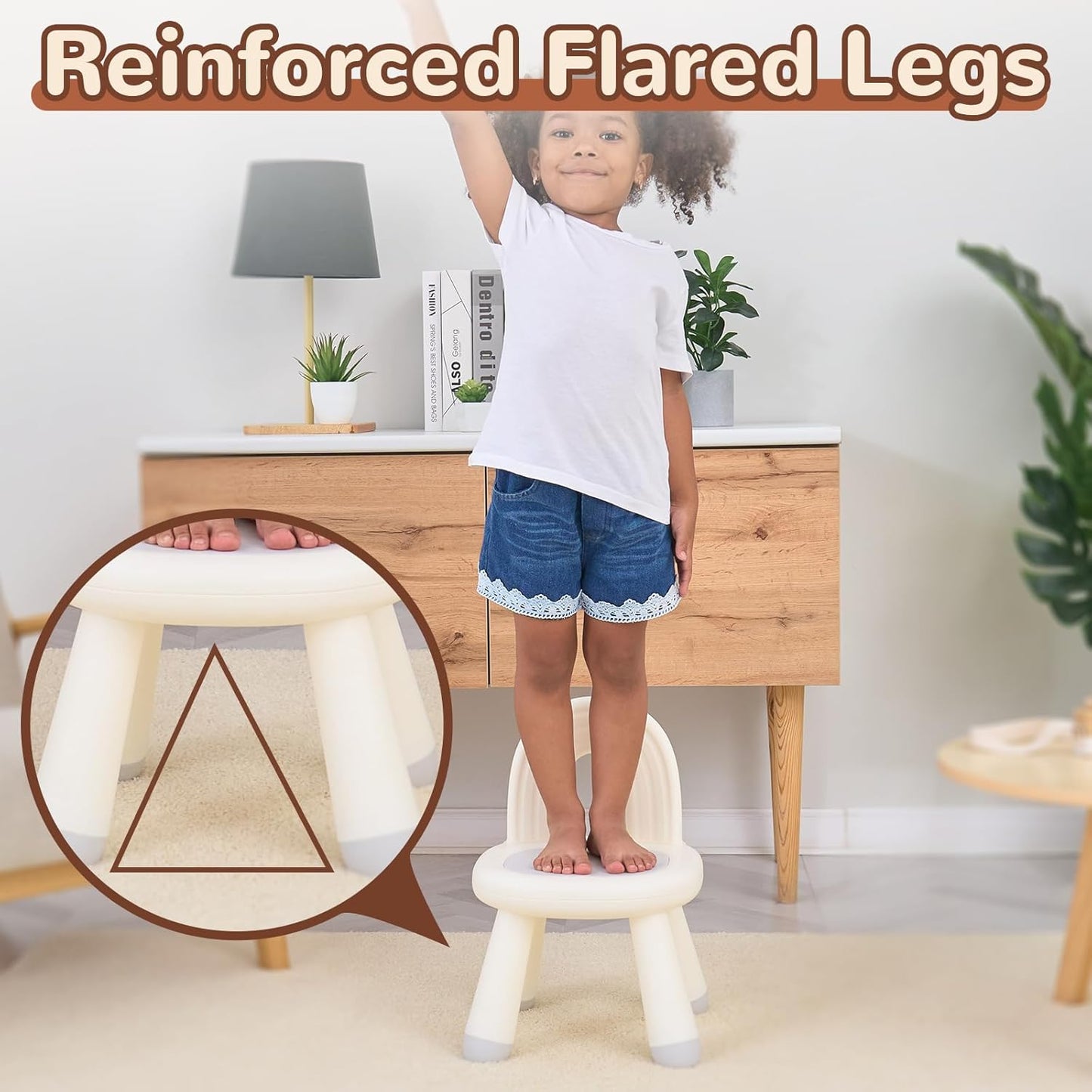 Toddler Chair, Ergonomic Kids Chair, Durable and Sturdy Small Plastic Child Chair for Toddlers 1–3