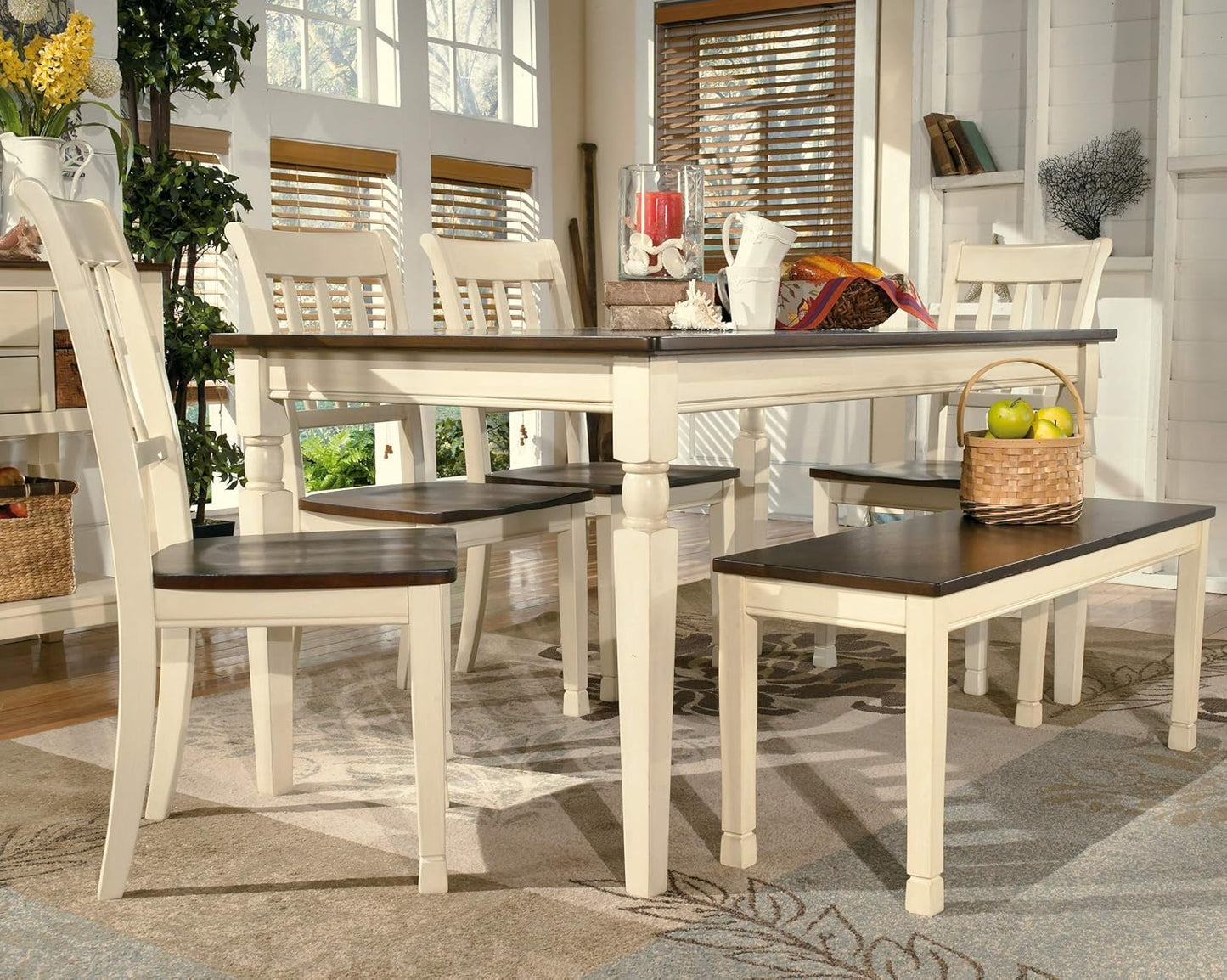 Whiteowing Bench, 44.25" W X 16.25" D X4.25 H, White