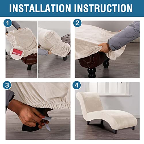 Chaise Lounge Cover Indoor Velvet Chaise Slipcover High Stretch Lounge Chair, view 8