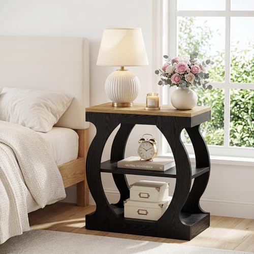 Tribesigns 23.6" Nightstand with 3-Tier Storage, view 2