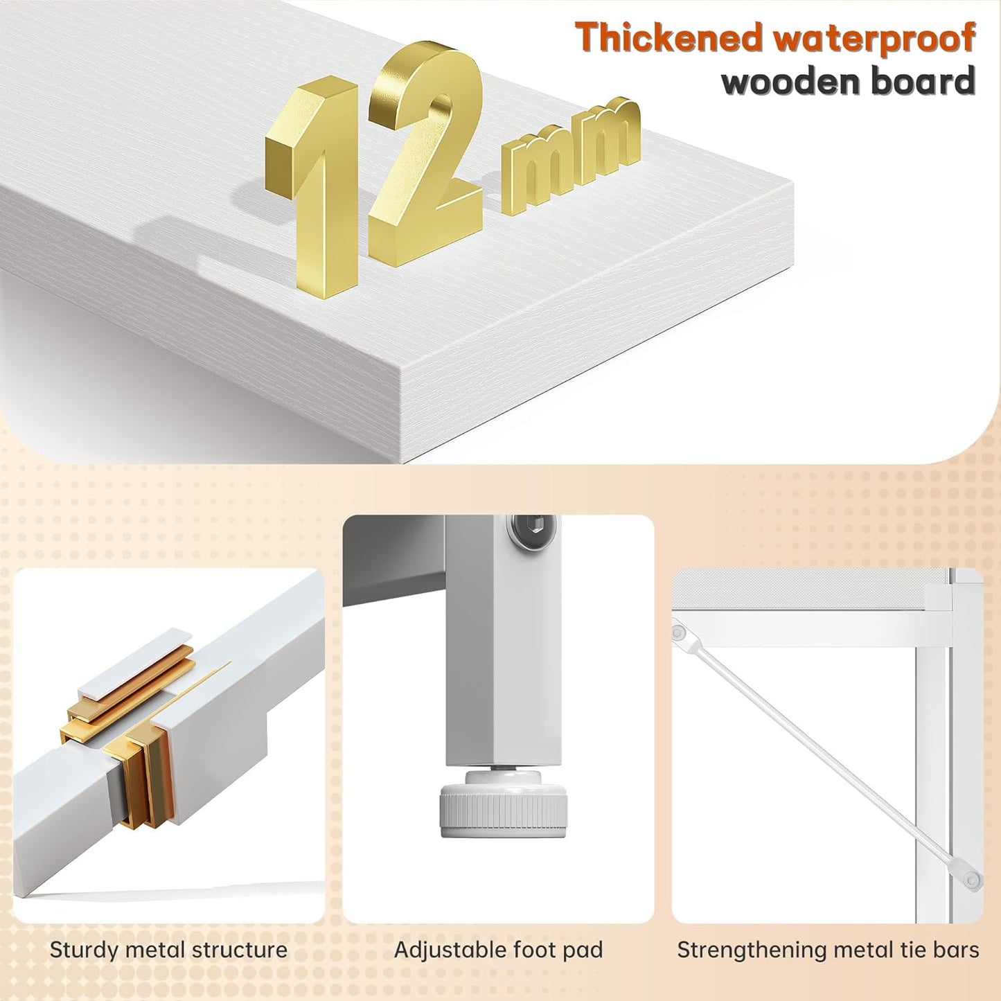 Computer Desk with 2 Drawers & LED Lights,31.5 Inch Home Office Desks with Side Pocket and Monitor Stand,Study Writing Table for Small Spaces,White