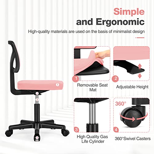 Small Armless Desk Chair, Mesh Rolling Office Chairs, view 6