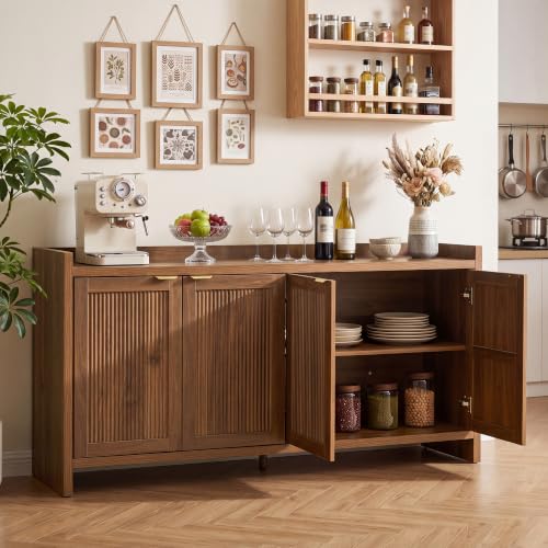 63" Fluted Sideboard Buffet Cabinet with Storage and 4 Doors, view 7