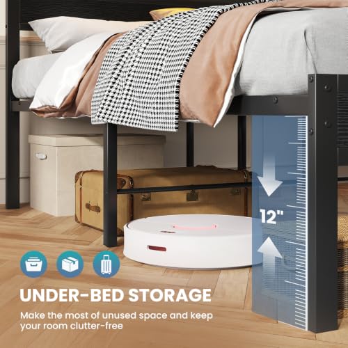 Full Bed Frame with Storage, LED Lights and Charging Station, view 7