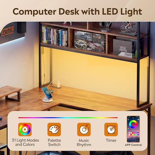 Computer Desk, Home Office, 60 Inch with Hutch, Rustic Brown, view 8